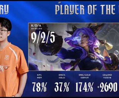 开云体育-Starry使用芸阿娜打出9/2/5战绩，斩获LGD对阵OMG第一局MVP
